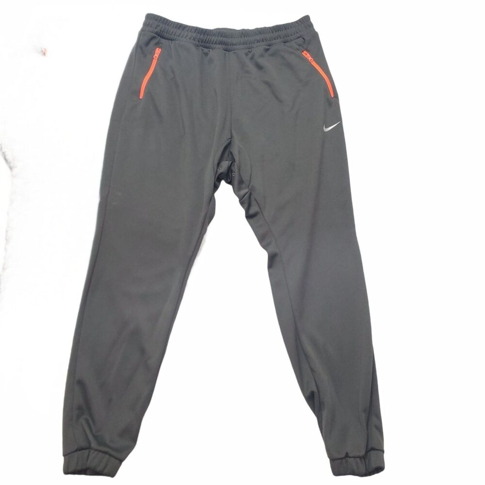 Nike Mens 2XL XXL Gray Orange Zip Jogger Sweatpants Track Pants Athletic Cuffed